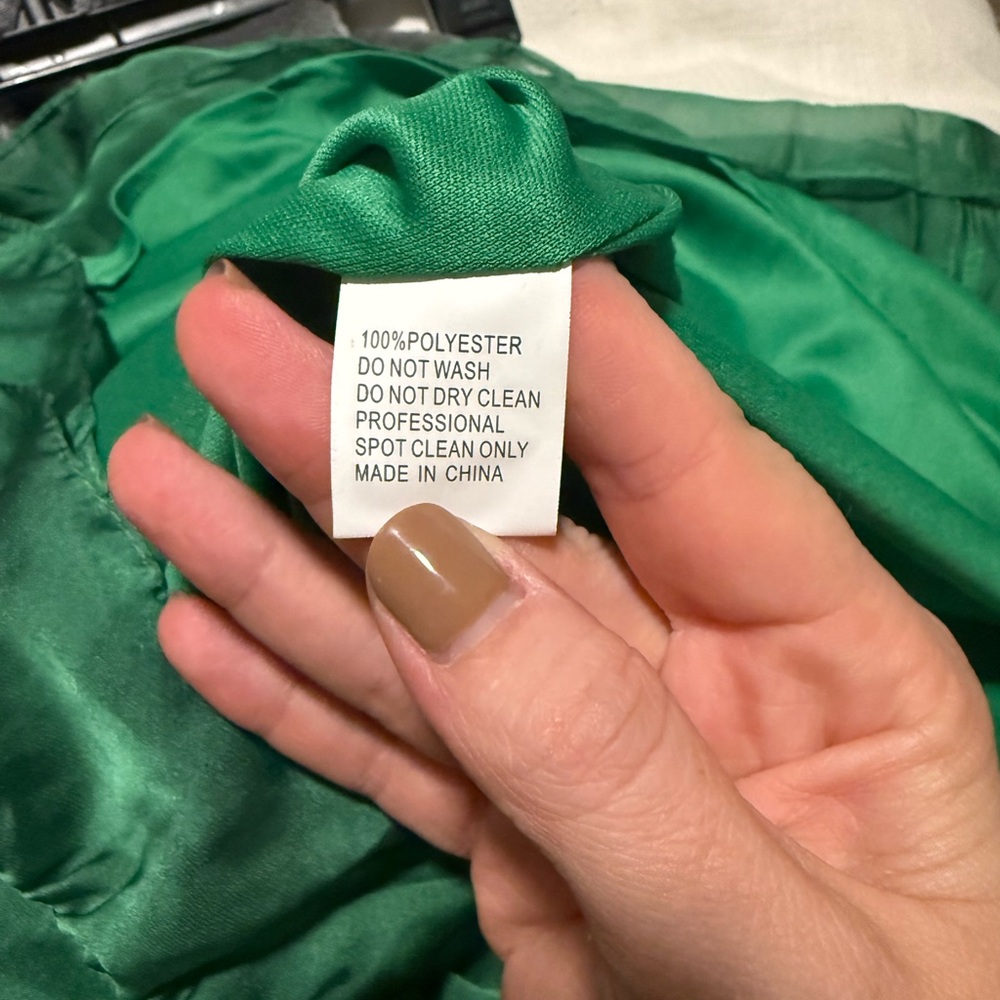 NWT Ieena Mac Duggal High Neck Ruffle Hem Cape Mini Dress in Deep Green Size 12 - Picture 7 of 7